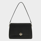 Tory Burch Black Calf Leather Bos Taurus Shoulder Bag
