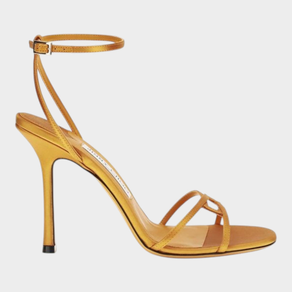 Jimmy Choo Orange Silk Stiletto Heel Sandals
