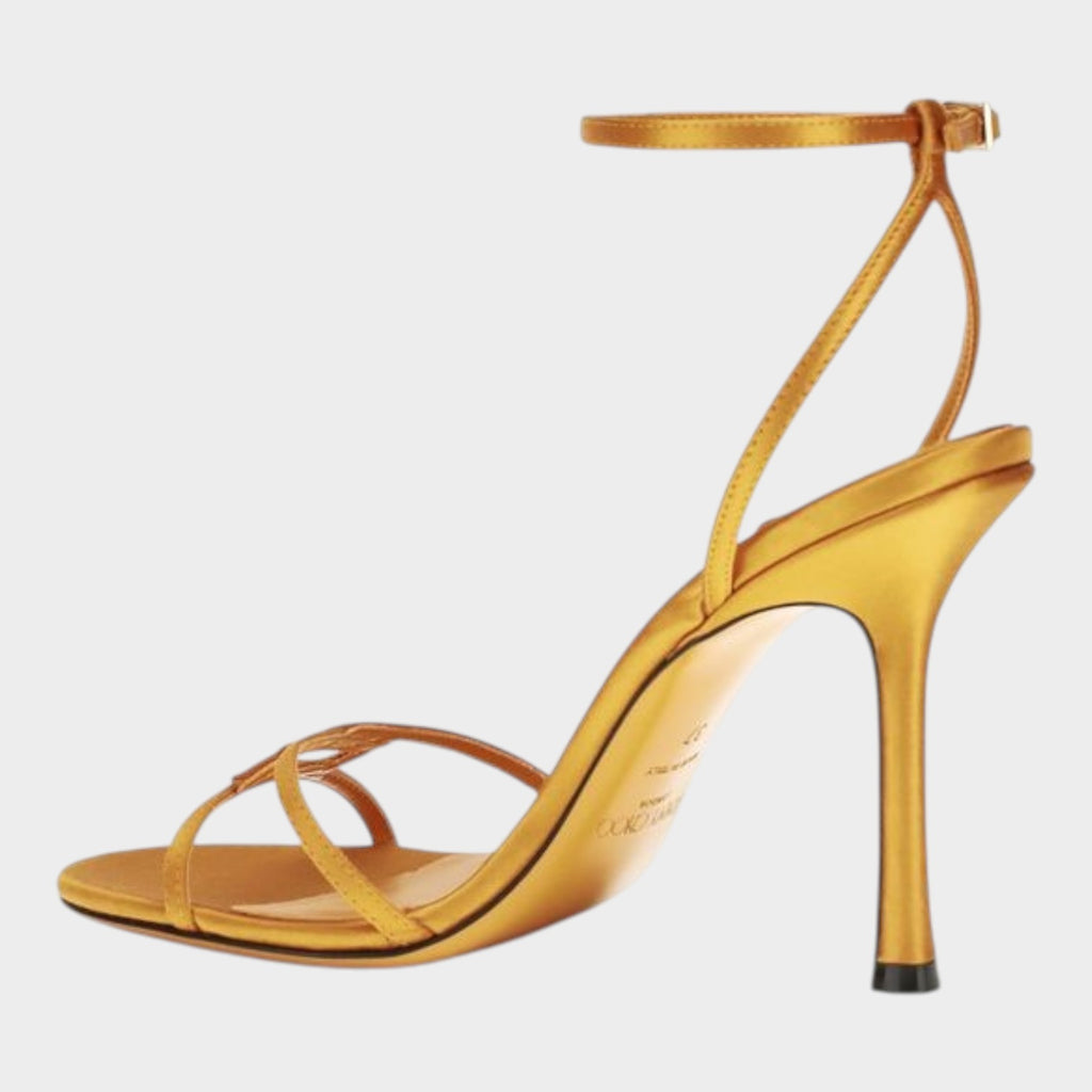 Jimmy Choo Orange Silk Stiletto Heel Sandals