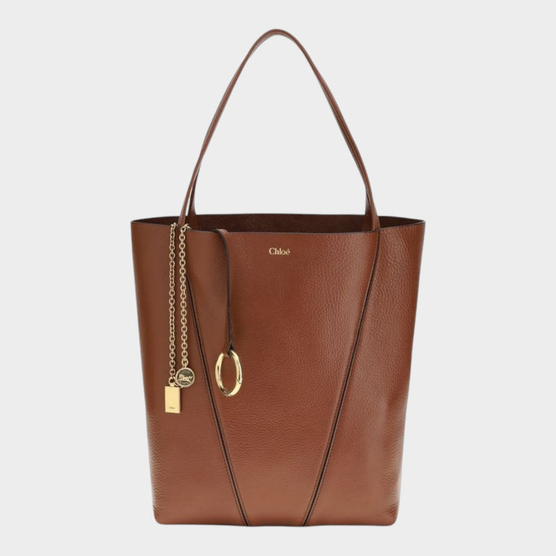Chloé Spin Leather Shoulder Bag in Rich Brown