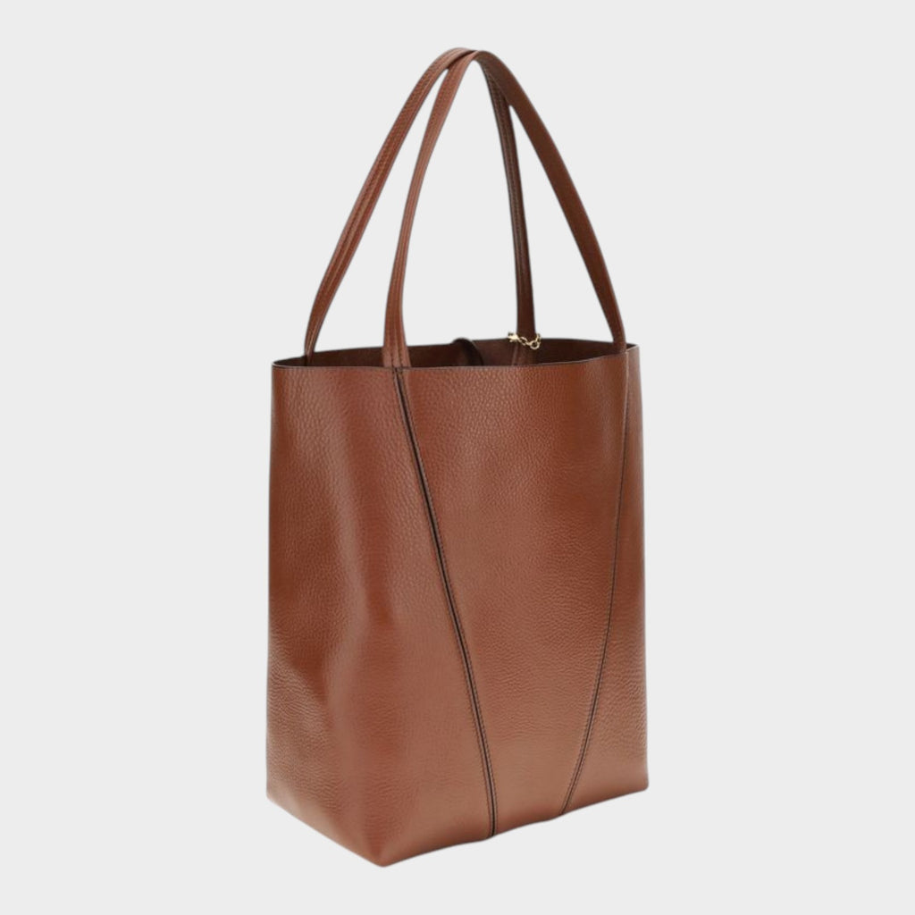 Chloé Spin Leather Shoulder Bag in Rich Brown