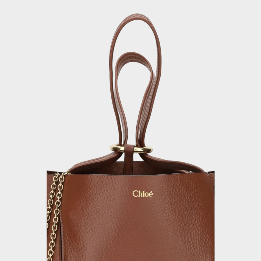 Chloé Spin Leather Shoulder Bag in Rich Brown