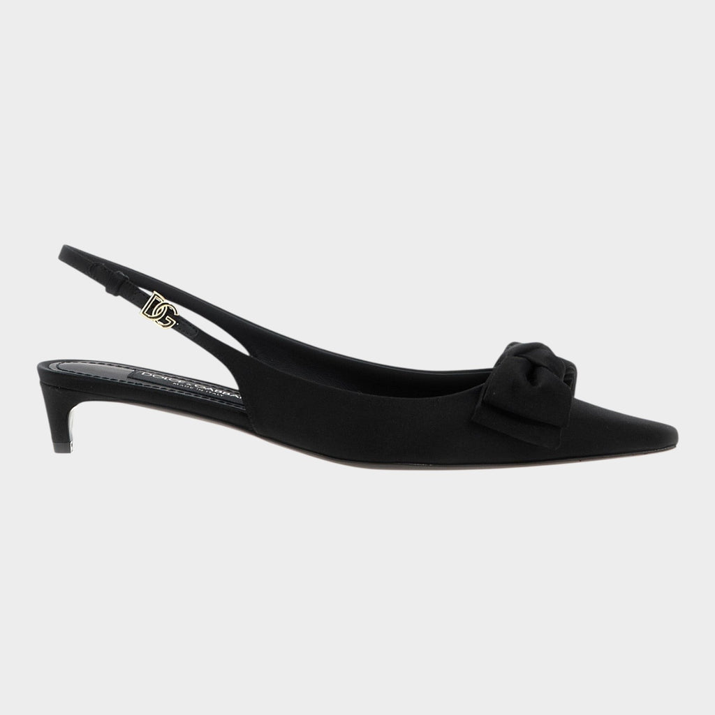 Dolce & Gabbana Black Viscose Mid Heel Pumps