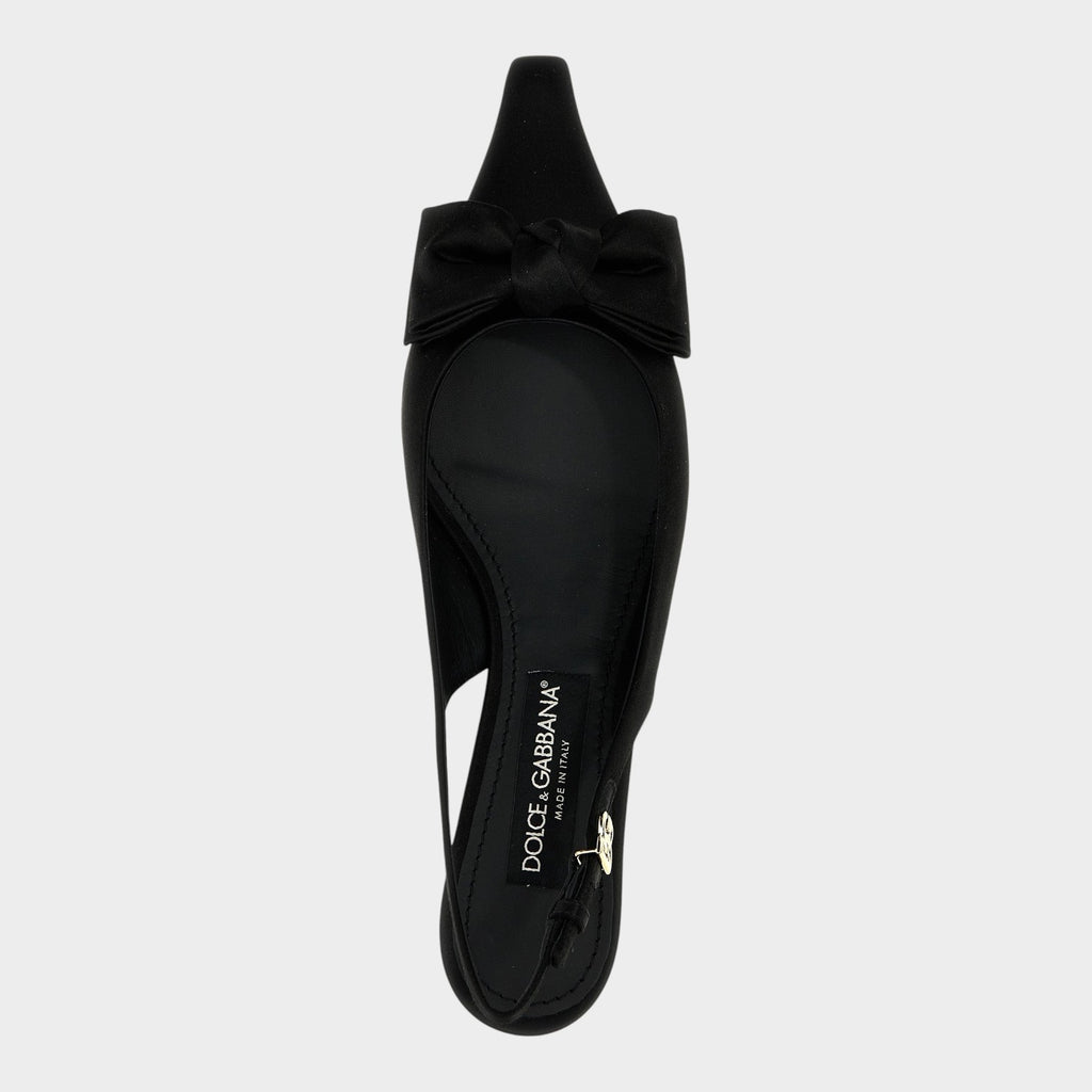 Dolce & Gabbana Black Viscose Mid Heel Pumps