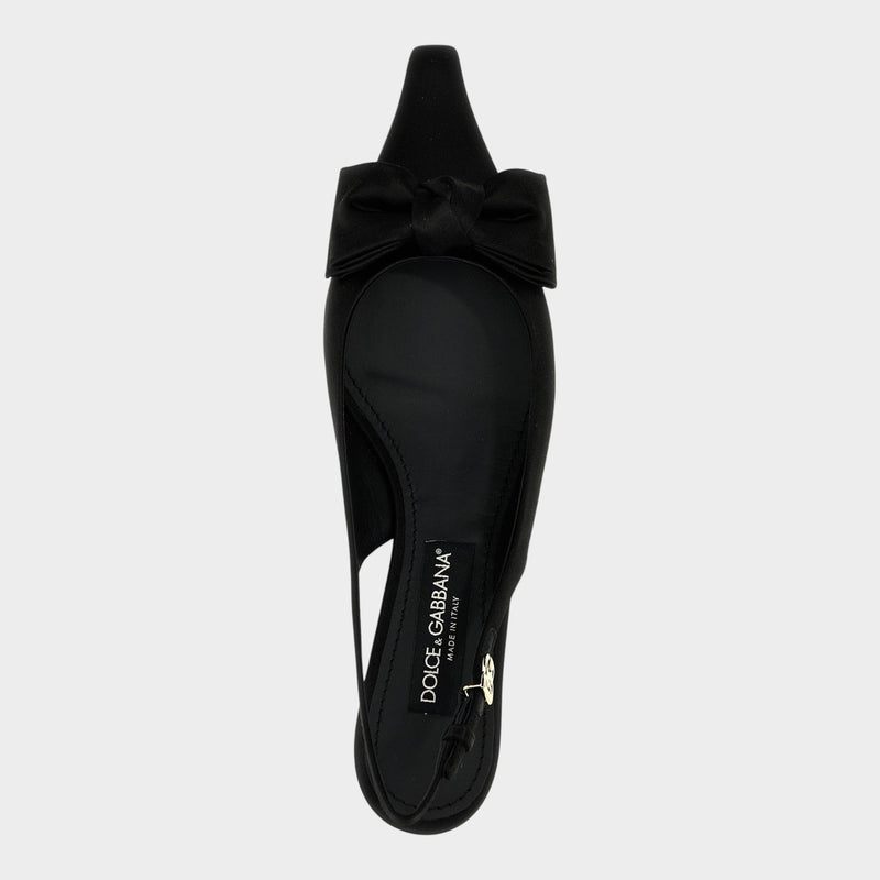 Dolce & Gabbana Black Viscose Mid Heel Pumps