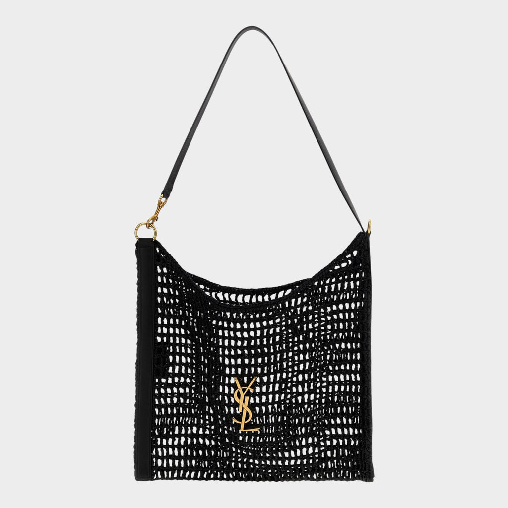 Saint Laurent Black Raffia Shoulder Bag