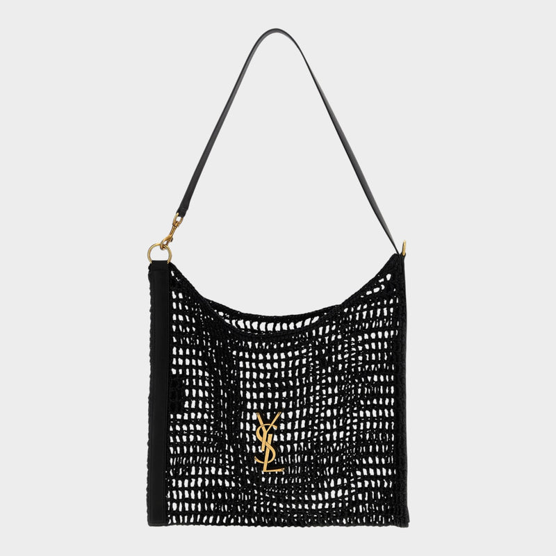 Saint Laurent Black Raffia Shoulder Bag