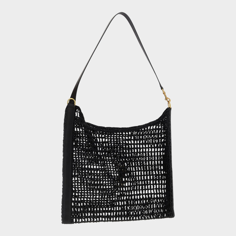 Saint Laurent Black Raffia Shoulder Bag