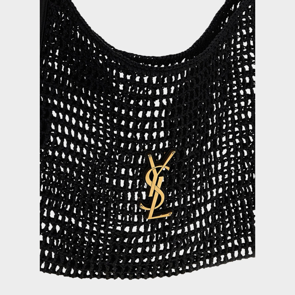Saint Laurent Black Raffia Shoulder Bag