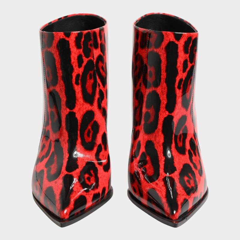 Dolce & Gabbana Red Leopard Cardinale Ankle Boots Shoes