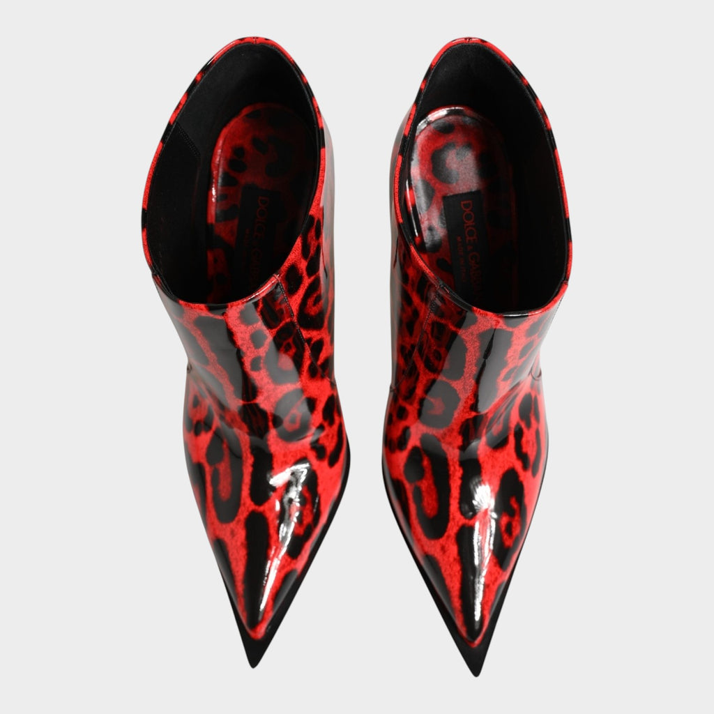 Dolce & Gabbana Red Leopard Cardinale Ankle Boots Shoes