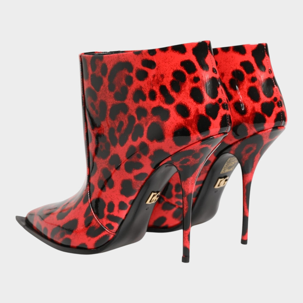 Dolce & Gabbana Red Leopard Cardinale Ankle Boots Shoes
