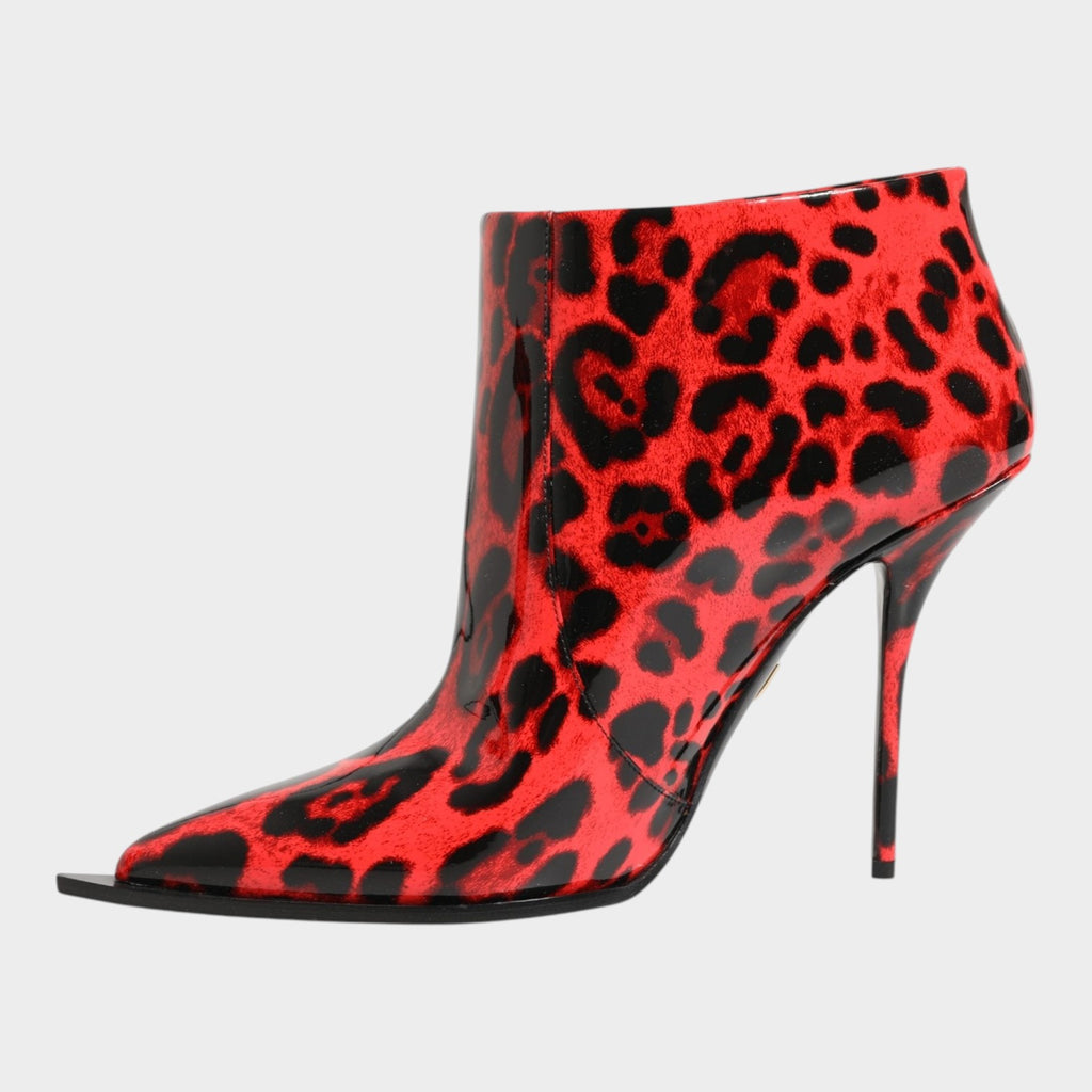 Dolce & Gabbana Red Leopard Cardinale Ankle Boots Shoes