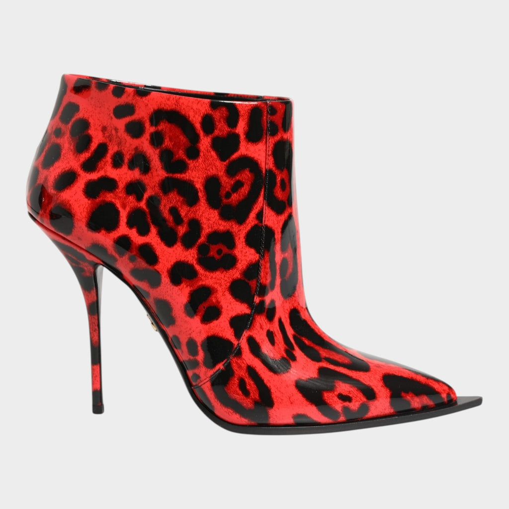 Dolce & Gabbana Red Leopard Cardinale Ankle Boots Shoes