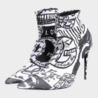 Dolce & Gabbana White Graffiti Stretch Ankle Boots Shoes