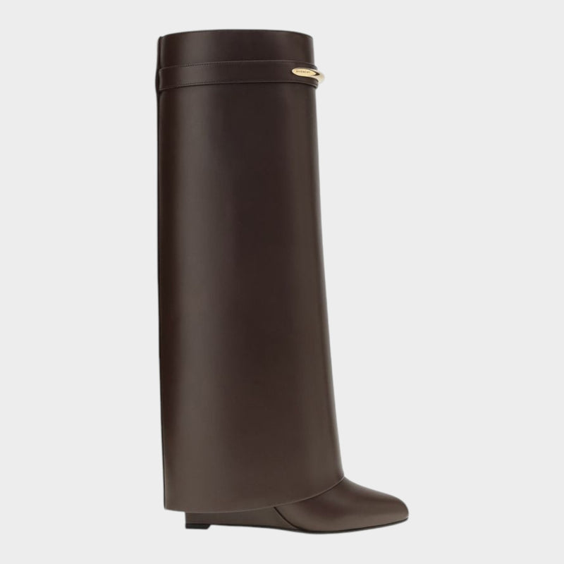 Givenchy Brown Calf Leather Bos Taurus High Heel Boots