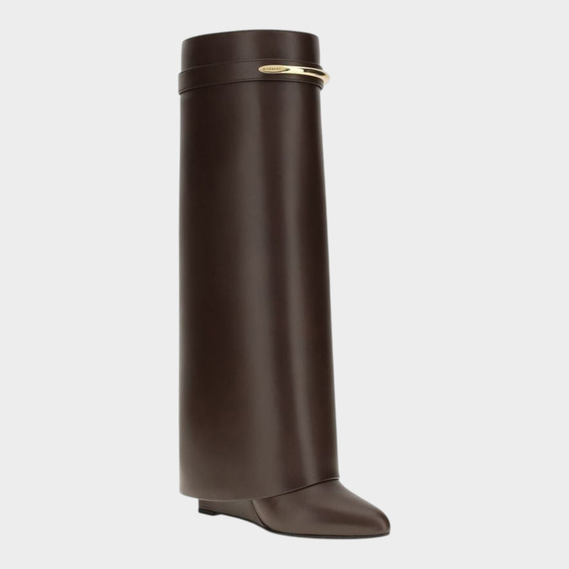 Givenchy Brown Calf Leather Bos Taurus High Heel Boots