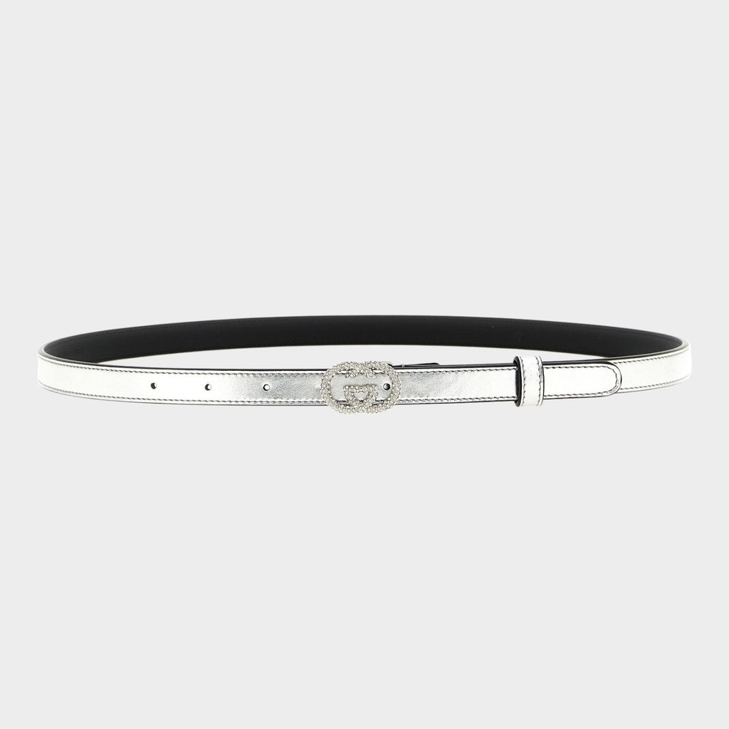 Gucci Silver Calfskin Thin Belt