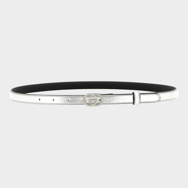 Gucci Silver Calfskin Thin Belt