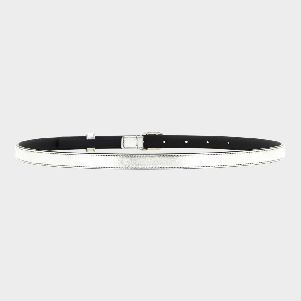 Gucci Silver Calfskin Thin Belt