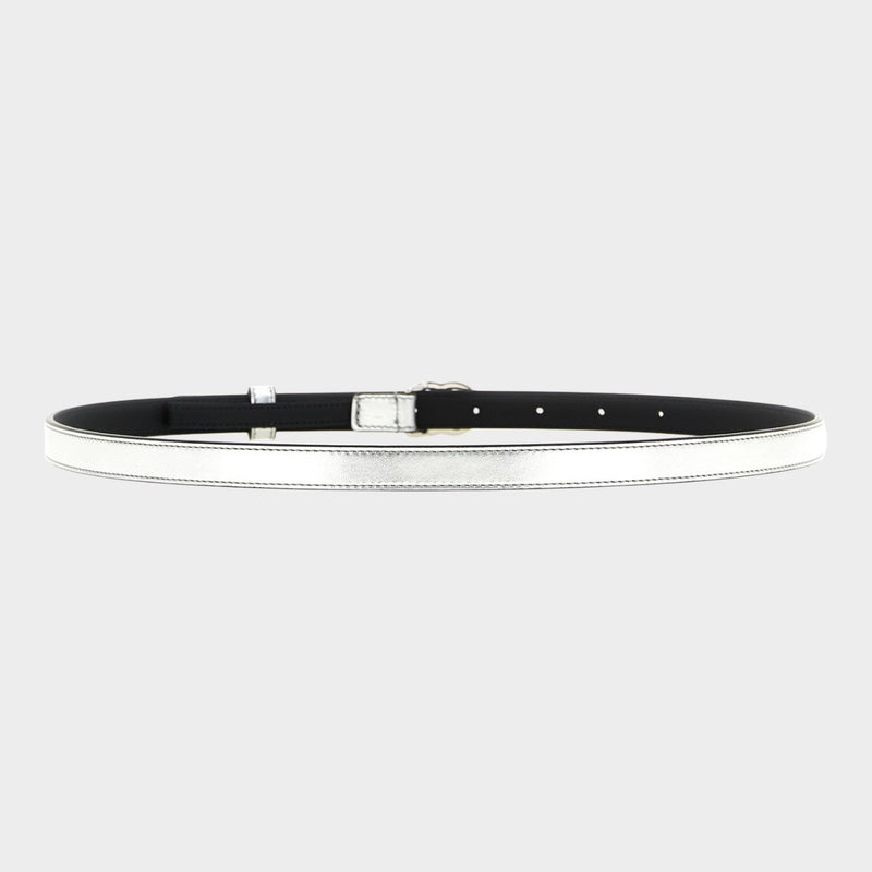 Gucci Silver Calfskin Thin Belt