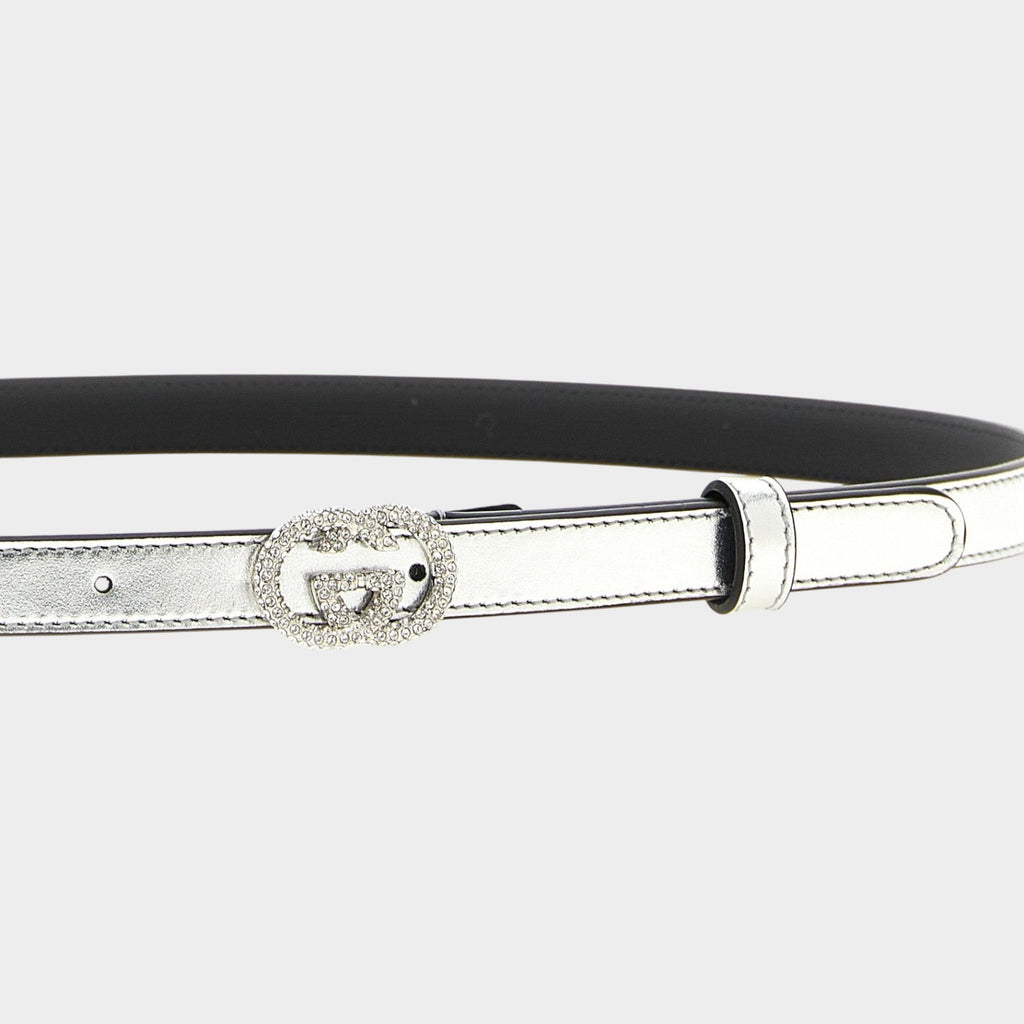Gucci Silver Calfskin Thin Belt
