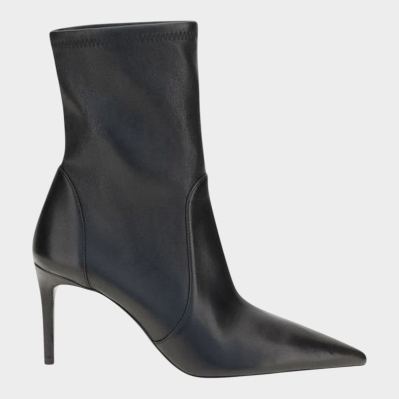 Stuart Weitzman Black Calf Leather Bos Taurus Ankle Boots