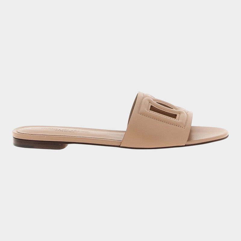 Dolce & Gabbana Beige Calfskin Slides