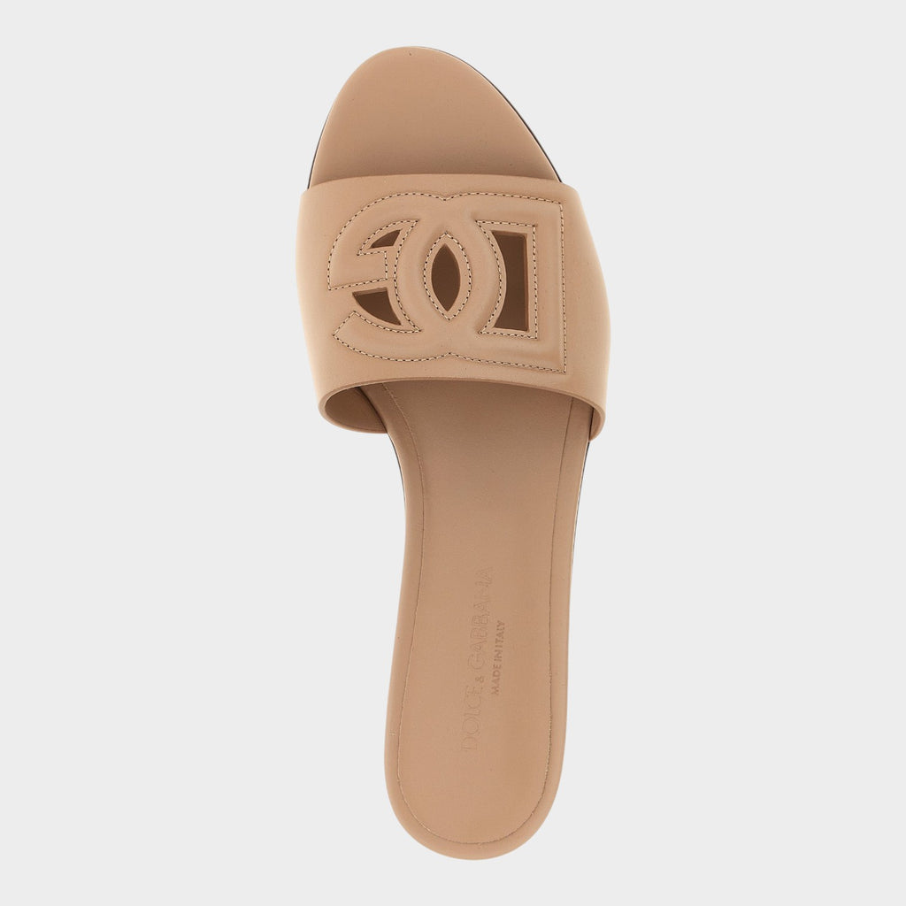Dolce & Gabbana Beige Calfskin Slides