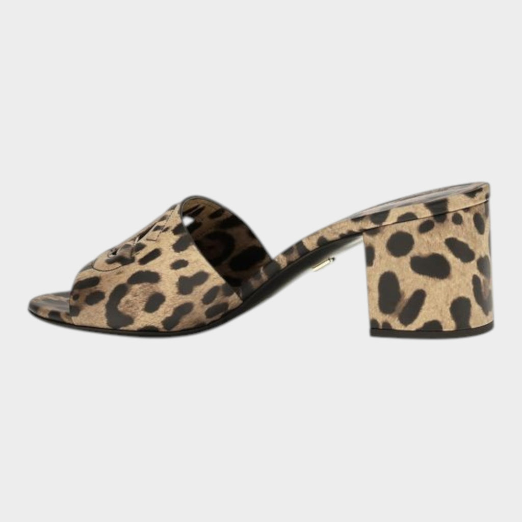 Dolce & Gabbana Beige Calf Leather Bos Taurus Mules