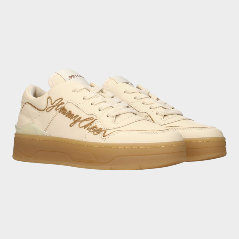Jimmy Choo Beige Leather Low Top Sneakers