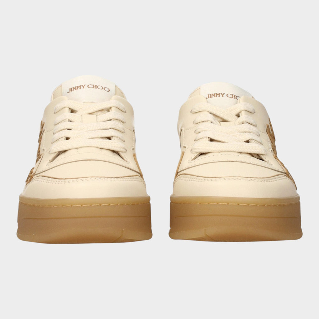 Jimmy Choo Beige Leather Low Top Sneakers