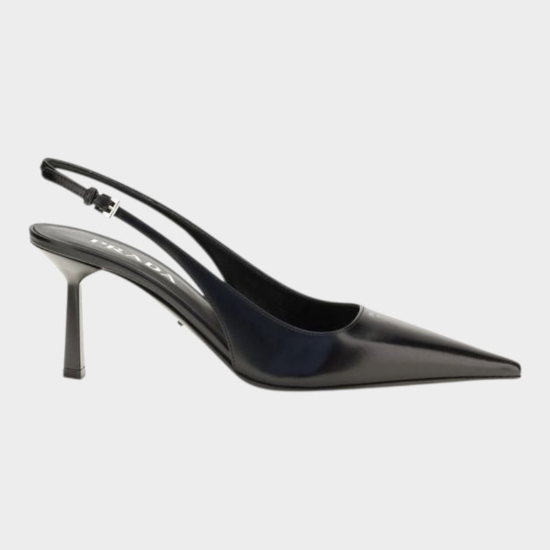 Prada Black Calf Leather Bos Taurus High Heel Pumps