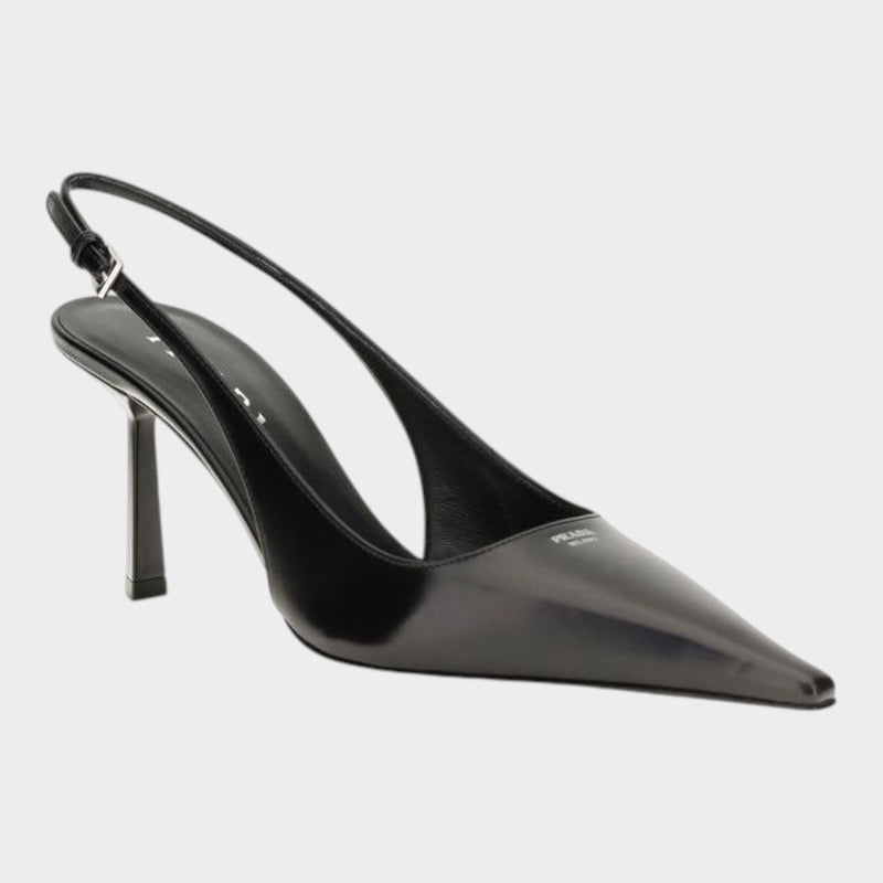 Prada Black Calf Leather Bos Taurus High Heel Pumps
