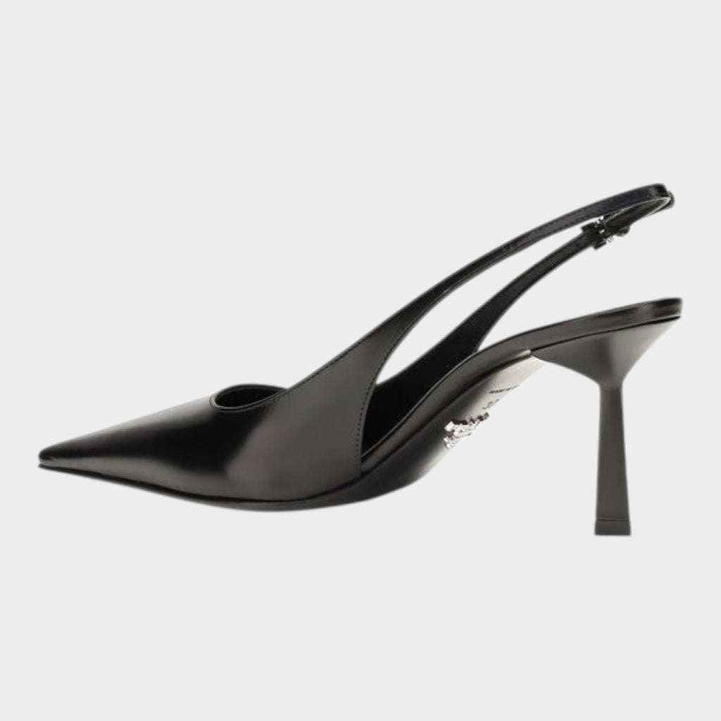 Prada Black Calf Leather Bos Taurus High Heel Pumps