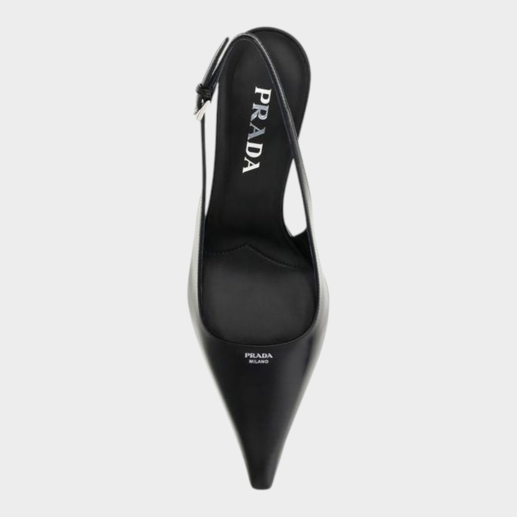 Prada Black Calf Leather Bos Taurus High Heel Pumps