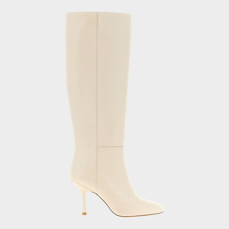 Stuart Weitzman White Lamb Leather Over The Knee