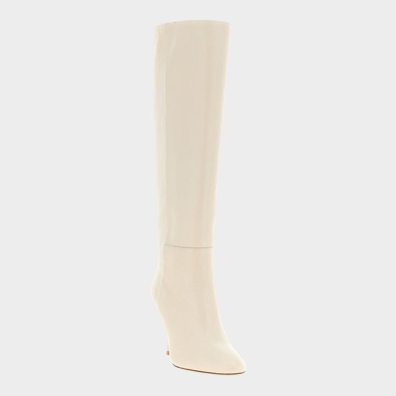 Stuart Weitzman White Lamb Leather Over The Knee