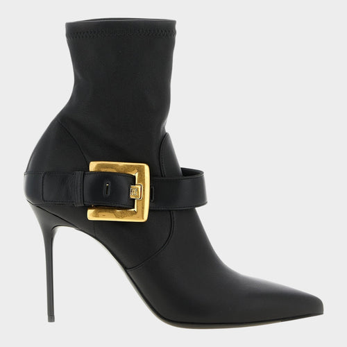 Balmain Black Lamb Leather Ankle Boots