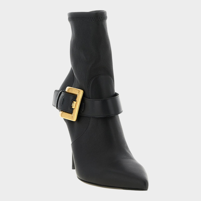 Balmain Black Lamb Leather Ankle Boots