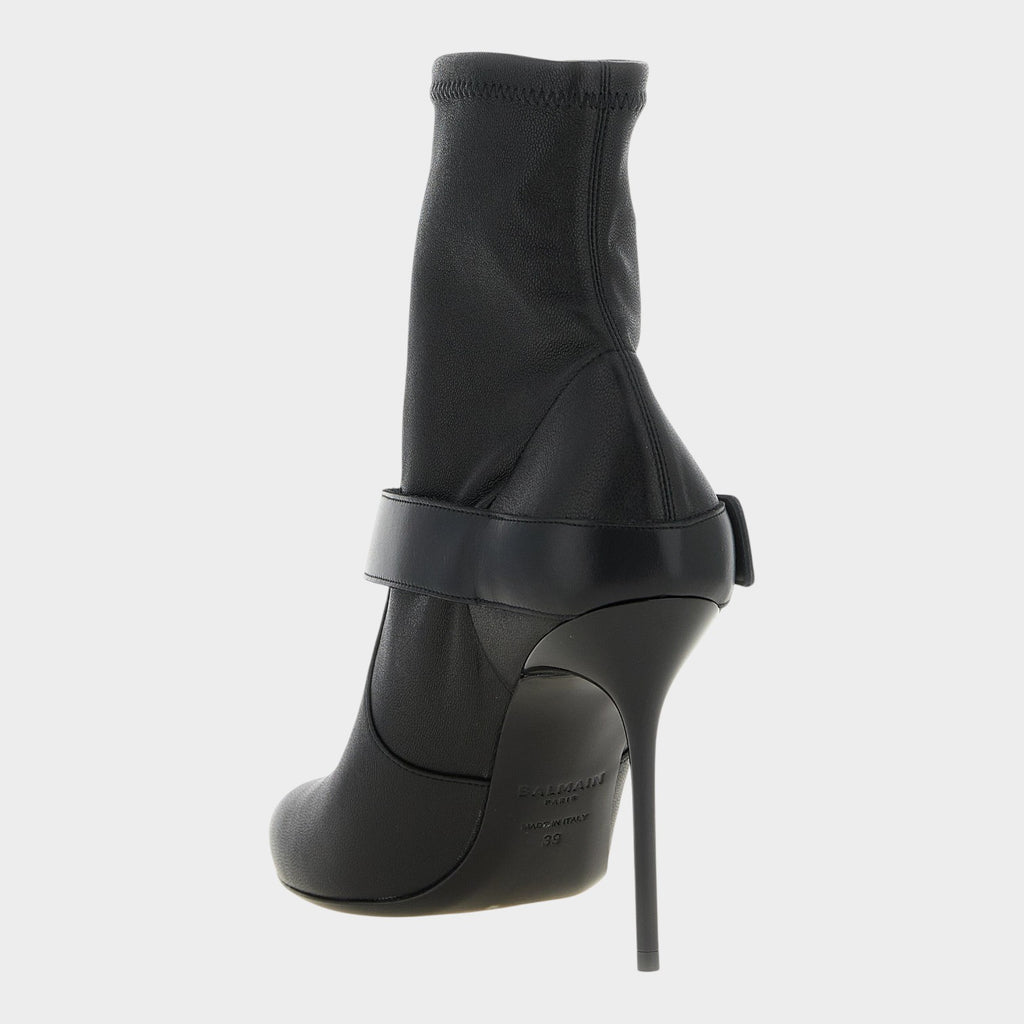 Balmain Black Lamb Leather Ankle Boots
