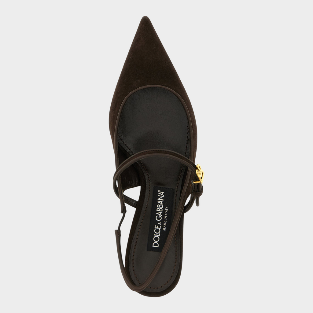 Dolce & Gabbana Brown Goatskin Mid Heel Pumps