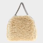 Esmire & Co beige shearling-effect polyester Falabella mini handbag with silver diamond-cut chain handle