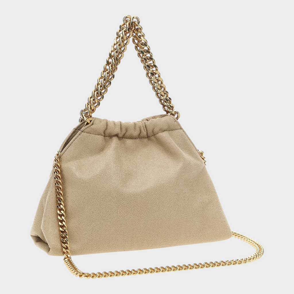Esmire & Co Stella McCartney beige polyester crossbody bag with signature gold diamond-effect chain strap