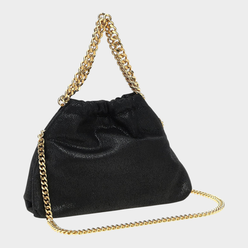 Esmire & Co black Stella McCartney Falabella vegan polyester crossbody bag with gold chain strap