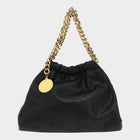 Esmire & Co black Stella McCartney Falabella crossbody bag in vegan Shaggy Deer fabric with gold chain strap