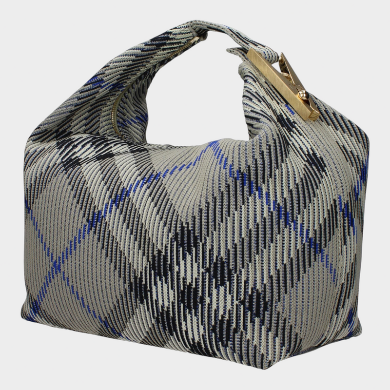 Esmire & Co Burberry medium handbag in green lichen check polyamide with polished gold-tone hardware and zip closure.