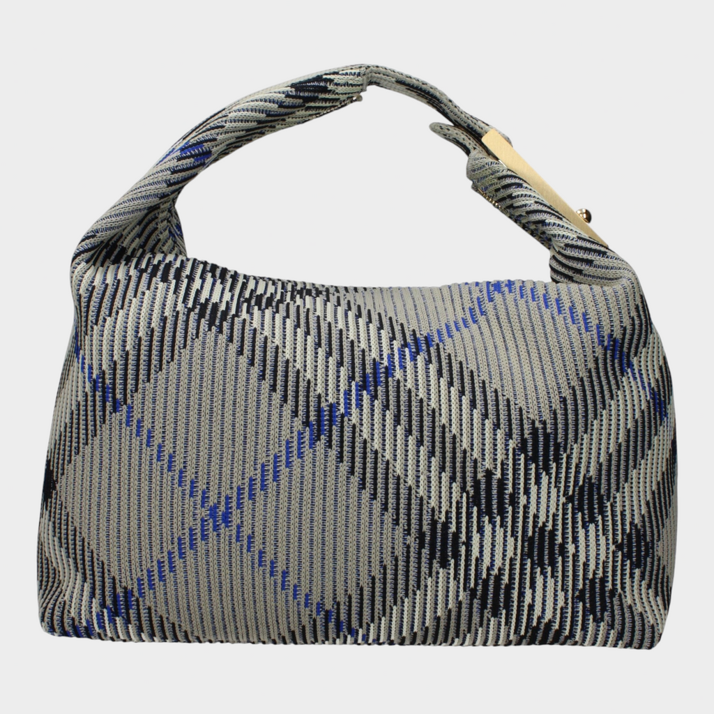 Esmire & Co Burberry medium handbag in green Lichen polyamide with iconic check pattern and gold-tone hardware.