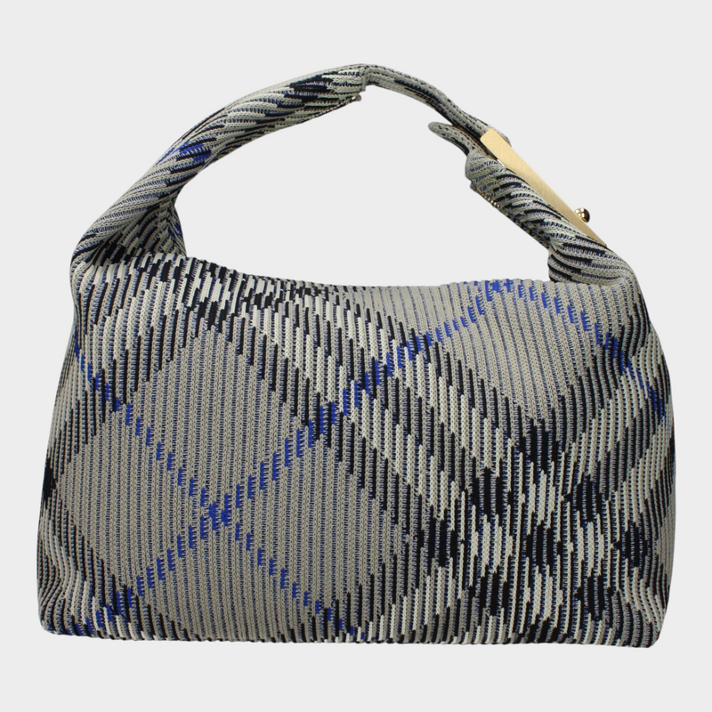 Esmire & Co Burberry medium handbag in green Lichen polyamide with iconic check pattern and gold-tone hardware.