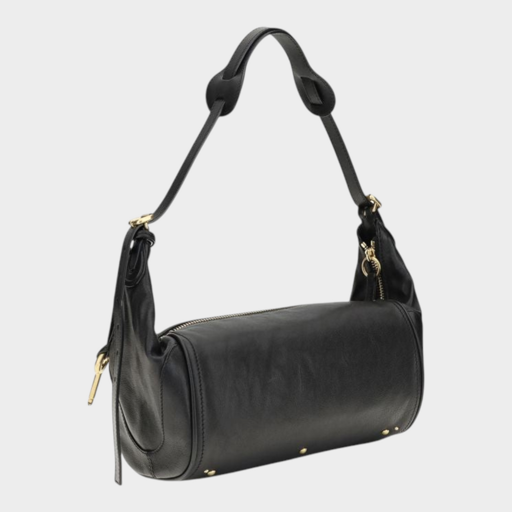 Esmire & Co Chloé black calf leather Paddington shoulder bag with gold hardware, padlock, and zip closure.